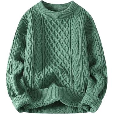 Imagem de Camisola Masculina De Inverno Vintage O Nec Pulôveres De Malha De Cor Sólida Homens Camisolas De Tricô, Black, XL