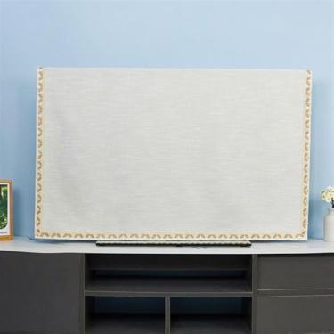 Imagem de Capa De Tv à Prova De Poeira Lcd, 21-86 Polegadas Design De Capa Traseira All-inclusive Película Protetora Universal Respirável Para Uso Interno, Linen White, 97 * 58cm
