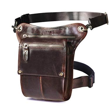 Imagem de Le'aokuu Bolsa masculina de couro tática para motocicletas e atividades ao ar livre com alça 211-4, Marrom 211-4, M