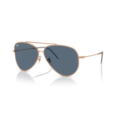 Imagem de Óculos de Sol Ray-Ban Aviator Reverse 0RBR0101S 92023A Tam 62 / Rose Gold - Lentes Azul