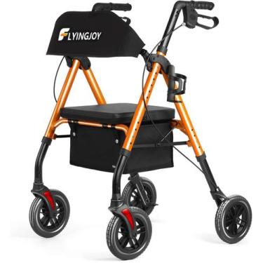 Imagem de Rollator Walker FlyingJoy com assento e freios, capacidade de 300 kg