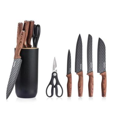 Imagem de Conjunto de facas de cozinha GOODA de 6 peças com bloco de aço inoxidá