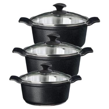 Imagem de Jogo Panela Preto Craqueado Alumínio Usinado Javali Aa 26A30