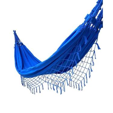 Imagem de Conforto em Rede de Dormir para Casal - Rede de Algodão Natural para Lazer e Descanso(Azul caneta)