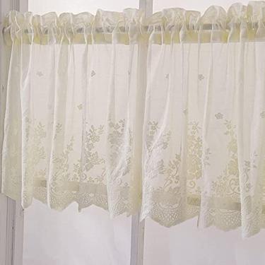 Imagem de QLDFX Cortina curta de cozinha cortina de bistro cortina estilo campestre Voile bordado Pull-Through cortina nível cortinas sanefa, cortina curta transparente sala de jantar café janela decoração 1