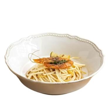 Imagem de URGDWEKJY Tigela de salada de cerâmica em relevo tigela de sopa de grande capacidade tigela de ramen moderna adequada para nozes, centros de mesa, tigela de sopa de frutas