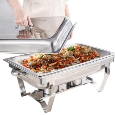 Imagem de Inox 9 Litros 1/2 Panelas com 2 Cubas para Buffet, Festas e Marmita Térmica - Banho Maria, Chafing Dish, Recipiente Inox e Rechaud(1 quadrado)