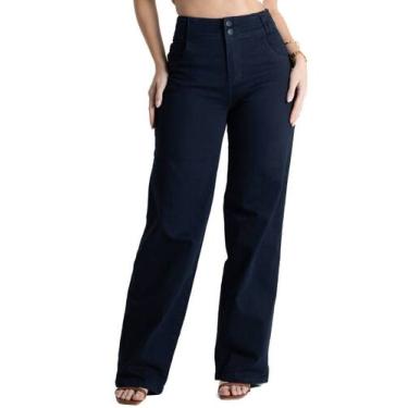 Imagem de Calça Sarja Sawary Wide Leg - 280541 - Azul marinho 42, Azul, 42