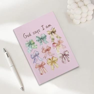 Imagem de Caderno com laço rosa, caderno A5 para anotações de escritório, agenda de 21 x 14,7 cm, agenda de viagem, 17