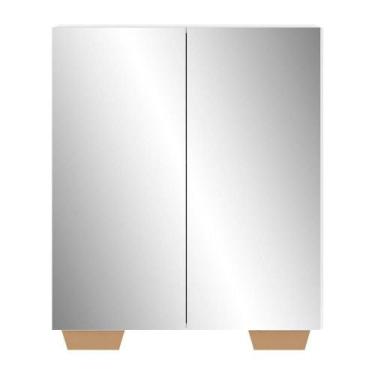 Imagem de Sapateira 2 Portas Com Espelho Nina Branca/natural - MULTIMOVEIS