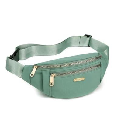 Imagem de Pochete Feminina com 3 Bolsos, Bolsa de Cintura Casual de Ombro e Transversal para Passeios Trabalho Uso Diário Viagens ou Atividades Esportivas Pochete Leve com Design Elegante (VERDE)
