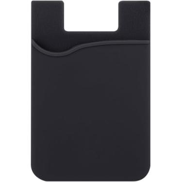 Imagem de Suporte de cartão de telefone de silicone, capa carteira adesiva para tablet iPhone Samsung, bolso único para cartão, preto
