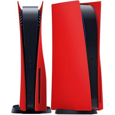 Imagem de Joso Placa frontal para PS5 Disc Edition, substituição de capa antiarranhões à prova de poeira, capa adequada para console PS5 (CD-ROM), placas para acessórios PS5, fácil instalação - vermelho