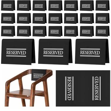 Imagem de Placas de cadeira reservada para eventos – preto, dobrável, 24 peças | Marcadores de reserva de mesa e assentos para restaurantes, casamentos, conferências