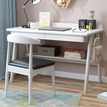 Imagem de Yadlan Mesa infantil com armazenamento, mesa de estudo com gavetas, mesa de estudo de madeira, sala de estudo, espaçosa mesa de escritório em casa com prateleira de madeira maciça, mesa de estudo para