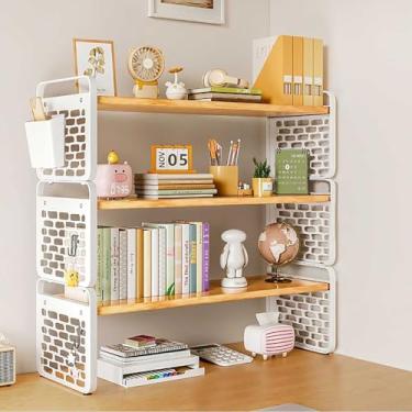 Imagem de Yadlan Estante de mesa com Pegboard, prateleira organizadora de mesa de metal para escritório e casa, estante resistente de 3 camadas, suporte de exibição para mesa ou bancada, branco 40 x 20 x 54 cm