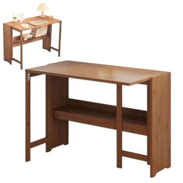Imagem de HGTRH Mesa dobrável Bamboom, mesa de computador com placa de armazenamento, laptop, PC, economia de espaço, fácil armazenamento, design elegante, faça você mesmo, mesa de escritório em casa, espaços