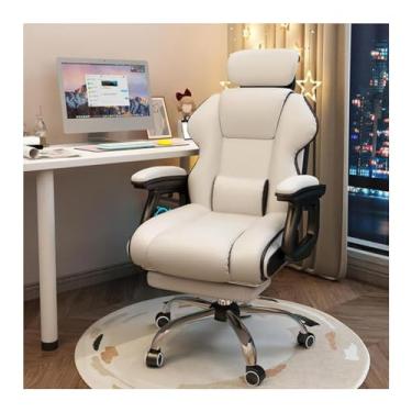 Imagem de HGTRH Cadeira executiva para computador, cadeira ergonômica para escritório doméstico com almofadas altas, apoio de braço, ângulo ajustável, couro sintético para ficar sentado por muito tempo