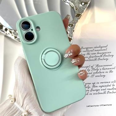 Imagem de HTVJFX Capa magnética de silicone líquido com suporte de anel para iPhone 14 Plus, à prova de choque (para iPhone 14 Plus/azul-celeste)