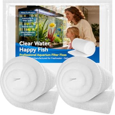 Imagem de Borlech Almofada de fio dental de filtro de aquário, acessórios de mídia de filtro para aquários e lagoas, água ultratransparente em pouco tempo, 0,9 cm - 2,5 cm de espessura (11,8 polegadas de