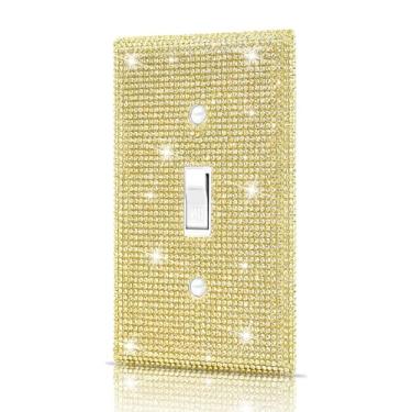 Imagem de Dengduoduo Placas de parede Capa decorativa para interruptores de luz, cobertura de placa de parede com strass prata brilhante, placa de parede única para cozinha, quarto, sala de estar, decoração de