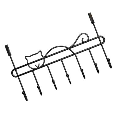 Imagem de AUNMAS Sobre a Porta Ganchos Rack, Metal 7 Ganchos Sobre Porta Toalha Casaco Chapéu Saco Rack para Quarto Banheiro Entrada (Preto fosco)