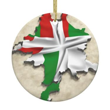 Imagem de Bandeira da Renânia do Norte-Vestfália Mapa 03 Impressão de Natal Cerâmica Pendurada Redonda, Pingentes de Porcelana, Decoração Criativa de Natal