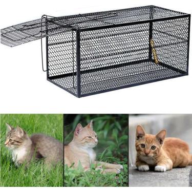 Imagem de Armadilha Para Gatos - Gaiola Para Armadilha De Animais Com Alça Para Coelhos Gatos Esquilos Guaxinins, 52X21X27cm