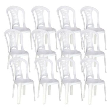 Imagem de Kit 12 Cadeiras De Plástico Sem Braço Laguna Tramontina Basi Branco