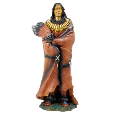 Imagem de Escultura Índio Guerreiro Xamã Apache  em Pé 29 cm em Resina