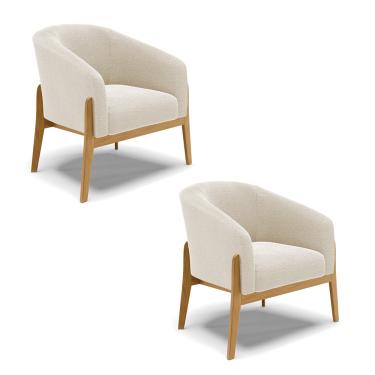 Imagem de Cadeira Sala de Jantar Base de Madeira Kit 2 Stella Bouclê D03 - D'Rossi