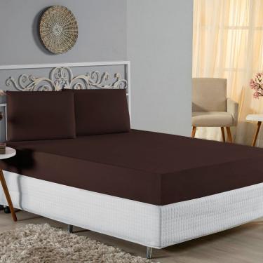Imagem de Jogo De Cama Casal Viúva Nobre 3 Peças Malha 100% Algodão - Marrom