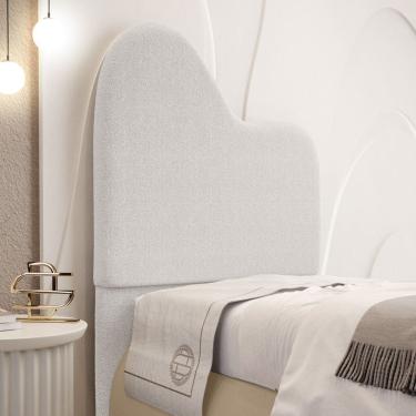 Imagem de Cabeceira Orgânica Cama Box Solteiro Sea 90cm com Frame Bouclé Off White - Abmaza