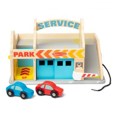 Imagem de Posto de Gasolina Infantil de Madeira com 2 Carros e Lava Jato para Crianças Acima de 3 Anos, Melissa & Doug