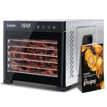 Imagem de Desidratador de Alimentos com 6 Bandejas e Controle Digital, Aço Inoxidável 600W, 110v, COSORI, Preto