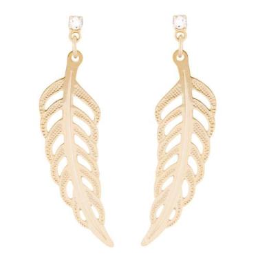 Imagem de Brinco Pena 37mm - Sunshine Cristais, Dourado