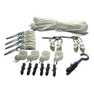 Imagem de Kit Varal De Teto Branco Uniky Corda Polipropileno 15mt - Congratulati