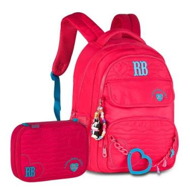 Imagem de Kit Mochila Rebecca Bonbon Matelassê Corações e Estojo Box Coleção 202