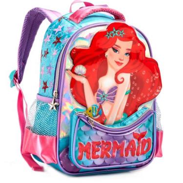 Imagem de Mochila Infantil Escolar Feminina Mermatd - DENLEX, Azul