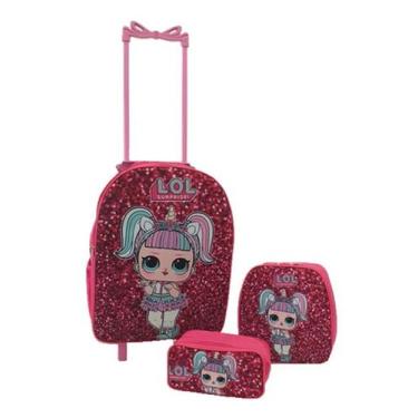 Imagem de Kit Mochila Infantil LOL Unicórnio Shine Rosa