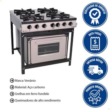 Imagem de Fogão Industrial 4 Bocas Com Forno Linha Bravo Br4bf - Venâncio 16606