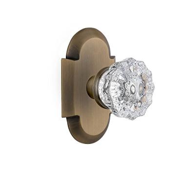 Imagem de Nostalgic Warehouse Placa de casa com maçaneta de porta de vidro de cristal, passagem - 6 cm, latão antigo