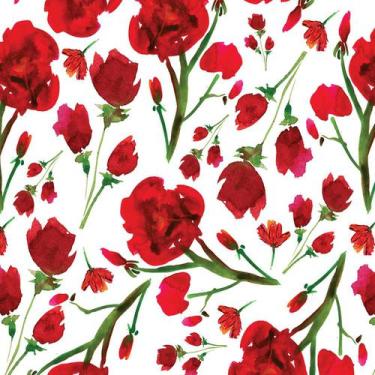 Imagem de Papel De Parede Floral Estampado Rosa Vermelha - Adecorar