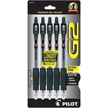 Imagem de Pilot G2 Premium Recarregável & Retrátil Rolling Ball Gel Pens, Extra Fine Point, Black Ink, 5-Pack (31173)