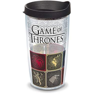 Imagem de Tervis Copo de viagem com isolamento térmico de parede dupla Game of Thrones Sigils Made in USA mantém as bebidas frias e quentes, 473 ml, clássico