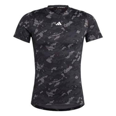 Imagem de adidas Camiseta masculina com estampa Techfit All Over, Preto/estampado., Large