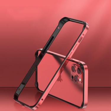 Imagem de Capa protetora de alumínio para aviação leve para iPhone 13 12 11 14 15 Pro Max 15Pro X XR XS 7 8 6 Plus Acessórios de moldura de silicone de luxo, BK vermelho, para iPhone 7 8 SE