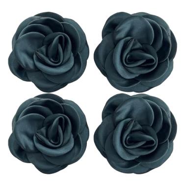 Imagem de Sanrich Broches femininos, 4 peças, flor rosa, grampo de cabelo mexicano, grampos de cabelo, broche de cabelo, chapéus de festa de chá (verde escuro)