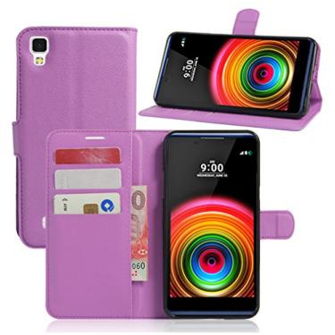 Imagem de Capa para LG X Power, capa carteira flip de couro PU premium com compartimento para cartão, suporte e fecho magnético [capa interna de TPU à prova de choque] Compatível com LG X POWER