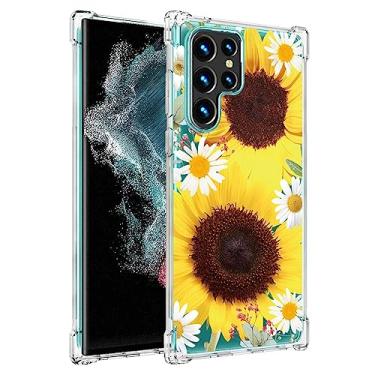 Imagem de Ueokeird Capa de telefone para Galaxy S22 Ultra/Samsung S22 Ultra 5G SM-S908U Capa para meninas e mulheres, capa protetora fina à prova de choque com padrão floral macio TPU macio para Samsung Galaxy